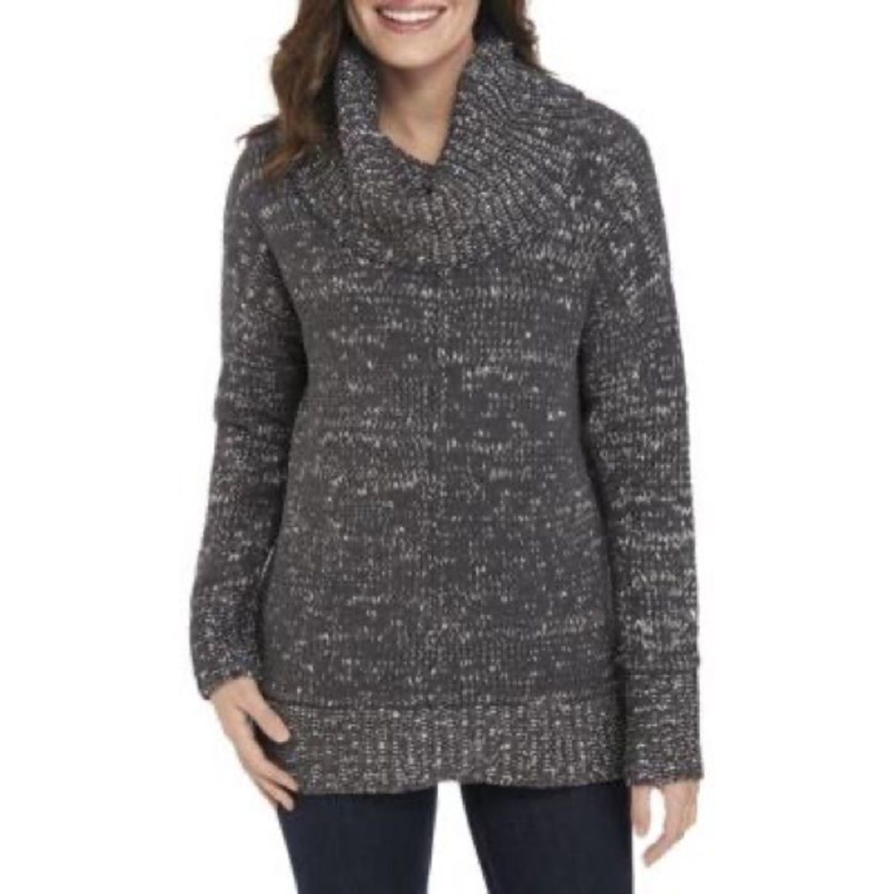 Jones New York Pewter Ecru Long Sleeve Mix Stitch Sweater